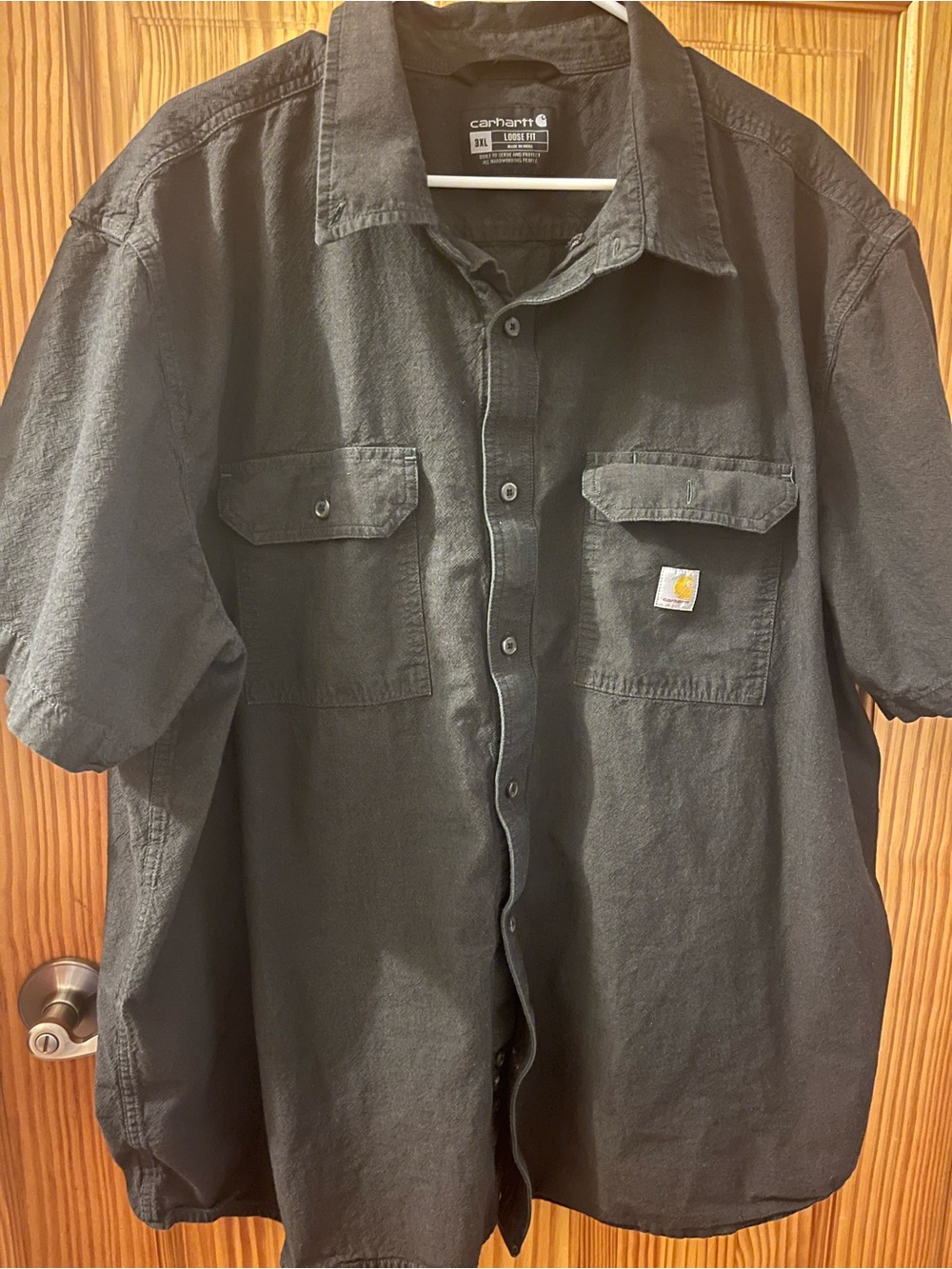 Carhartt Black Short-Sleeve Button-Down Work Shirt